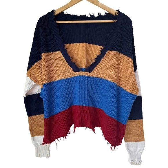 Fate College Ready Colorblock Fall Long Sleeve Sweater, Medium - Picture 3 of 14